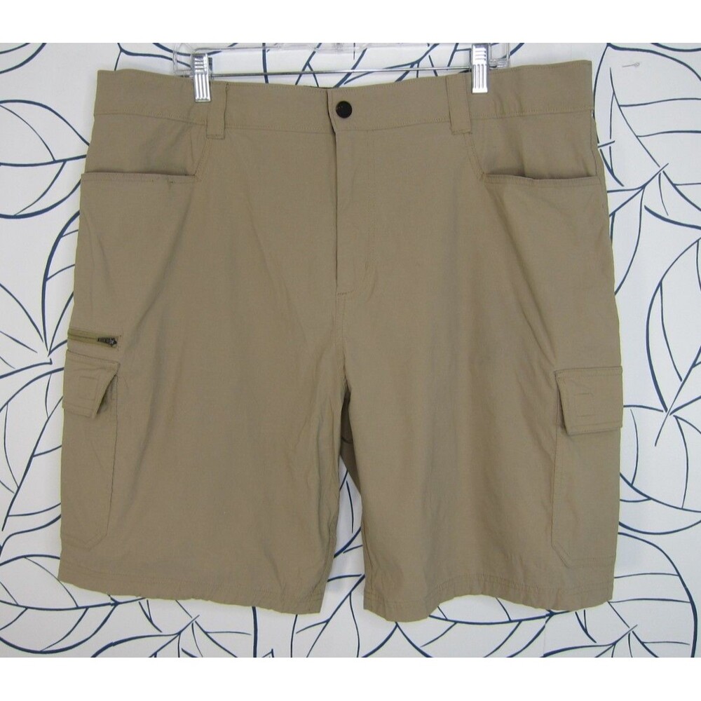 Orvis Tech Cargo Shorts Khaki Tan Mens Size 40 9" Inseam Nylon Spandex Quick Dry